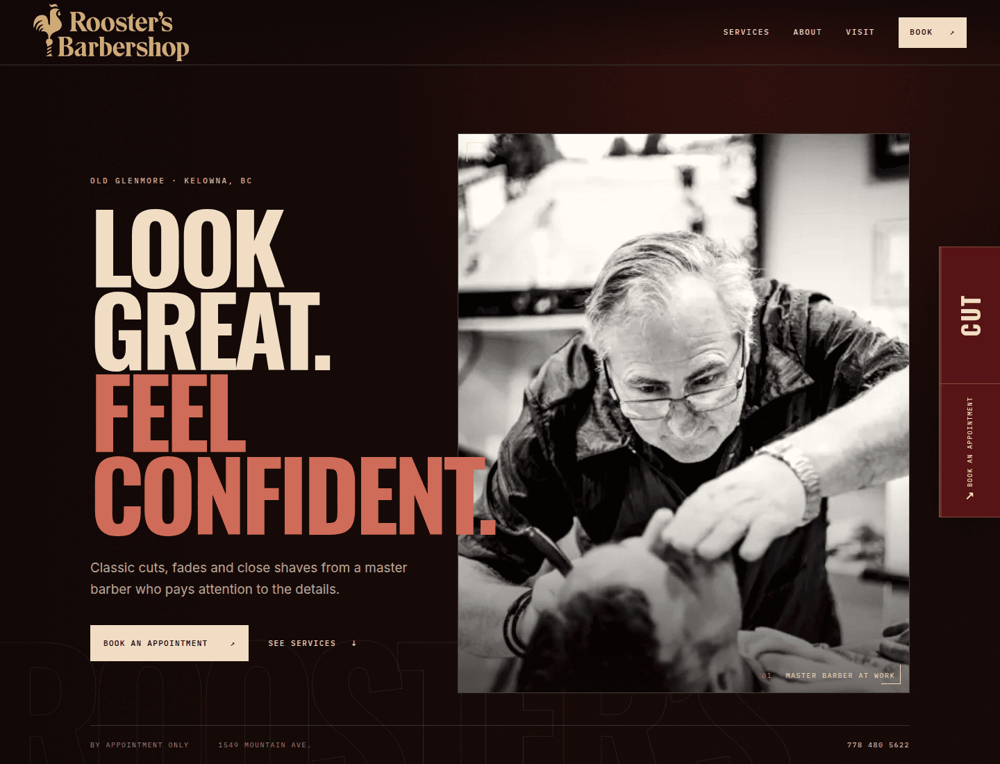 Desktop capture of the independent Rooster’s Barbershop demonstration rebuild